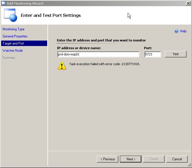 erreur scom sur n'importe quel port TCP